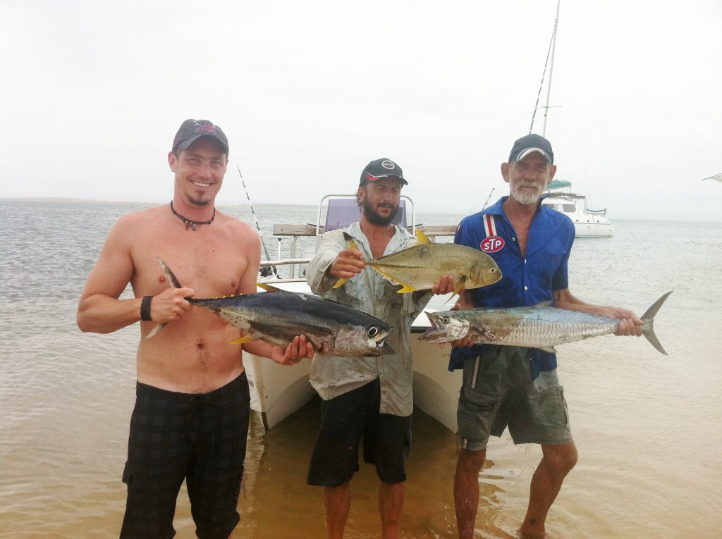 Theo, Sean and Paul...yellowfin tuna, yellowfin kingfish...king mackeral.For the pan!