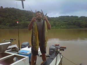 Marc Lange fishing on the Niteshift out of the Umzimkulu...dorado!