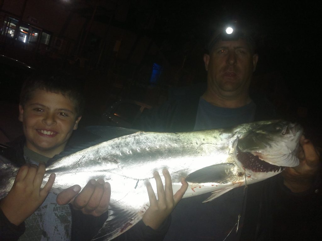 Umzimkulu Estuary Fishing: River pirate Ian Logie and son caught this beautiful garrick off Spillers Wharf. A handful of garrick have already come out of the river this year.