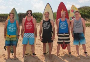 Sixty surfers will be participating in the Off The Lip Movember Surf Jam which will be held on the 22nd November at Beach Bums, Tongaat. The event is a fundraising event for the Movember Foundation. Pictured: Jake Stewart (Umdloti), Daniel Redman (Durban North), Neil Claydon (George, Southern Cape), Jono James (Glenwood) and Rory Beach (Glenwood). Photo by Nick Ferreira