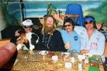 Miki Dora, his dog Skooter-boy, Bruce Gold, Clive and Eddie Godfrey holding court at The Fullstop