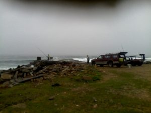 Rudi Smit fights a garrick at the block in Port Shepstone