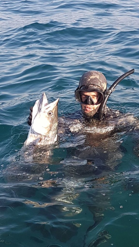 King Mackeral dominating underwater - KZN Spearfishing