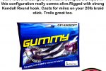 Super soft Gummy Sprat plastics fit to a Mydo Luck Shit #1 jig head for natural flowing results.