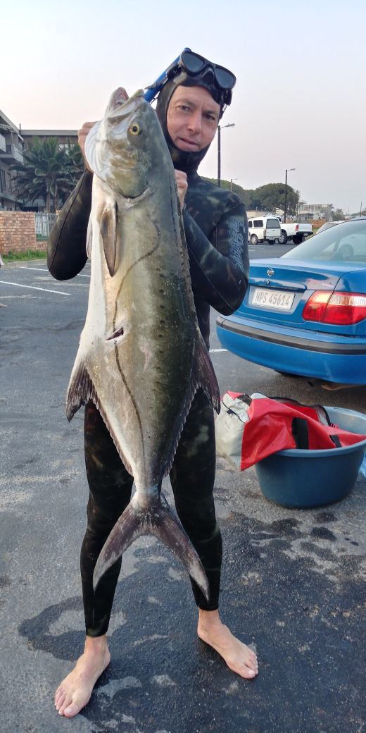 KZN South Coast: Darrell Hattingh gets his handful of garrick each year. Spends many hours in the water on the hunt for them, you got put in the hard yards to get a fish like this bomber.