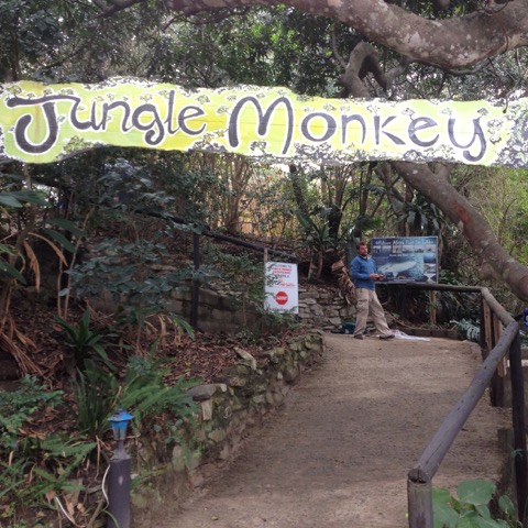 The enchanted entrance to The Jungle Monkey in Port St. Johns