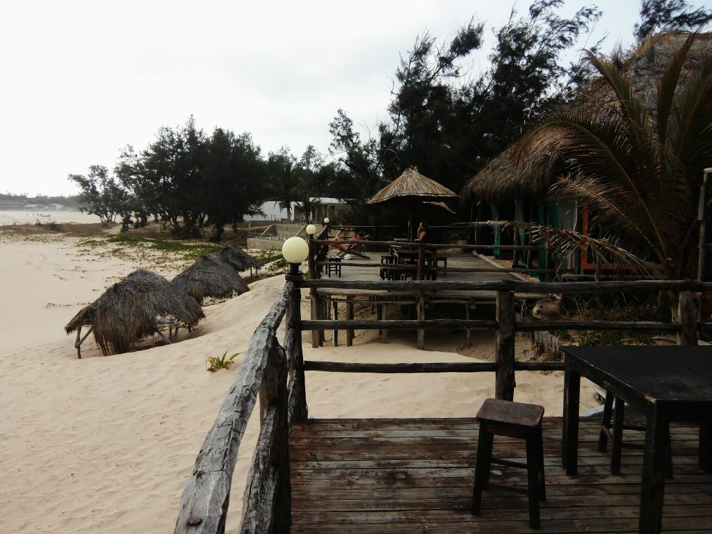 Outdoor seating area at Fatimas Nest in Tofo