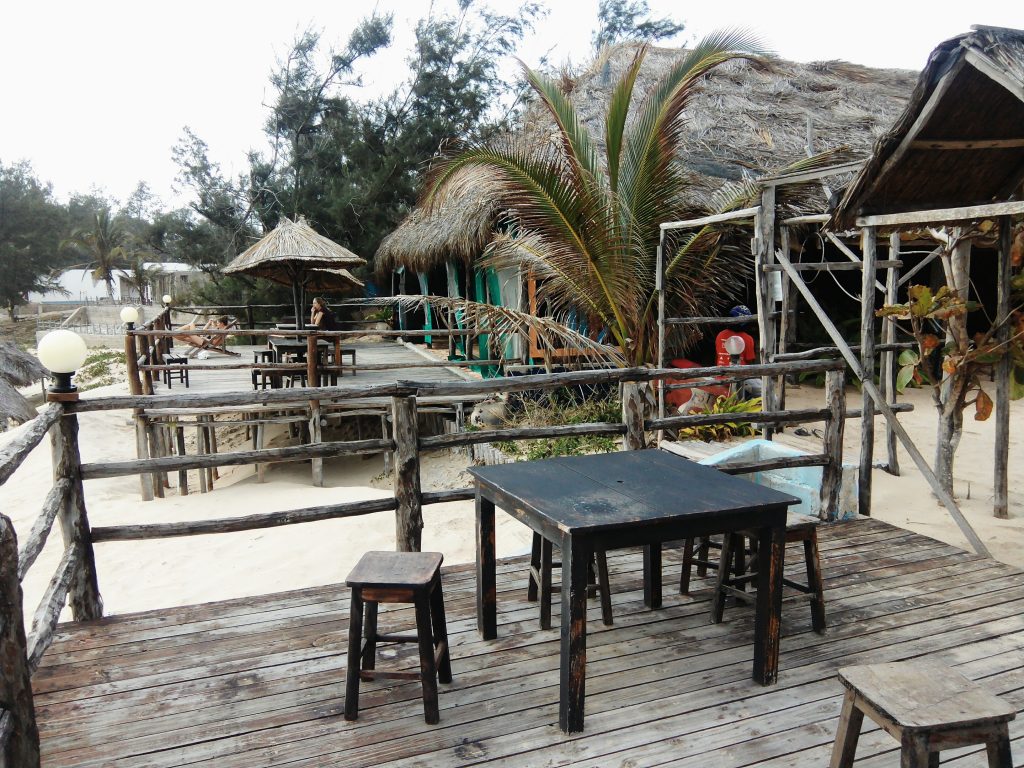 Outdoor seating area at Fatimas Nest in Tofo