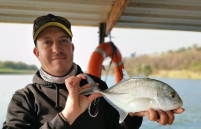 Shaun Begg and one of two GTis caught in the Umzimkulu River recently