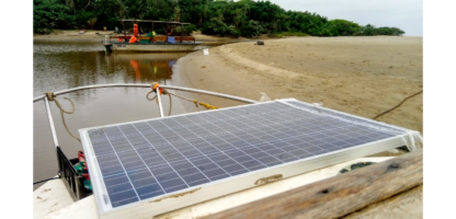 Solar panel on the TSLA Turtle for powering the electric outboard