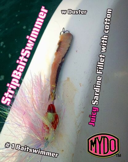 MYDO StripBaitSwimmer dressed with sardine fillet and light pink mini skirt