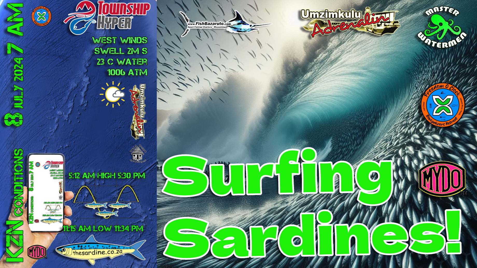 Surfing Today Sardines 8 July 2024 by Adam in Durban