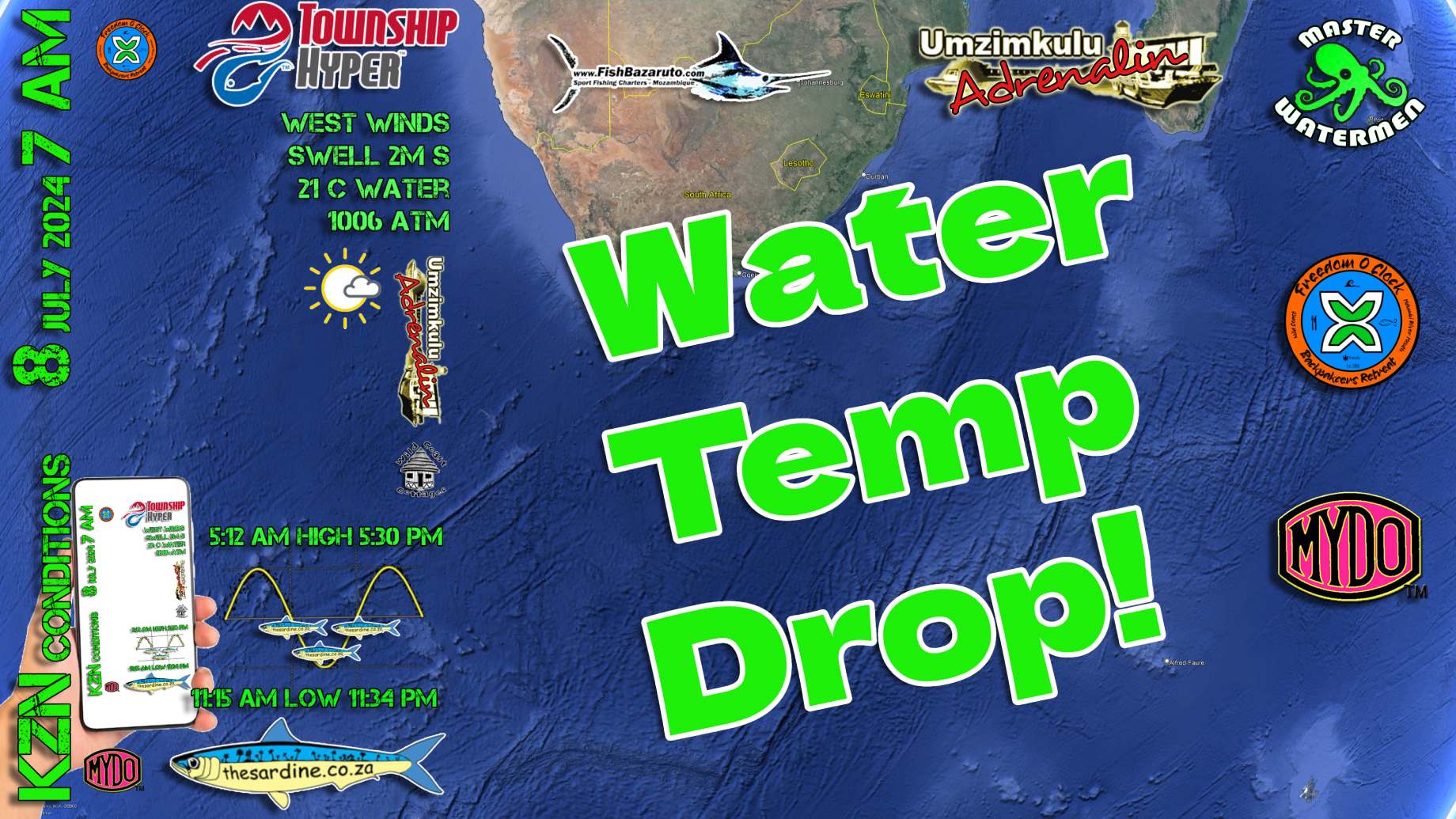 Water Temp Drop 7am this Chilly Monday 8 July 2024