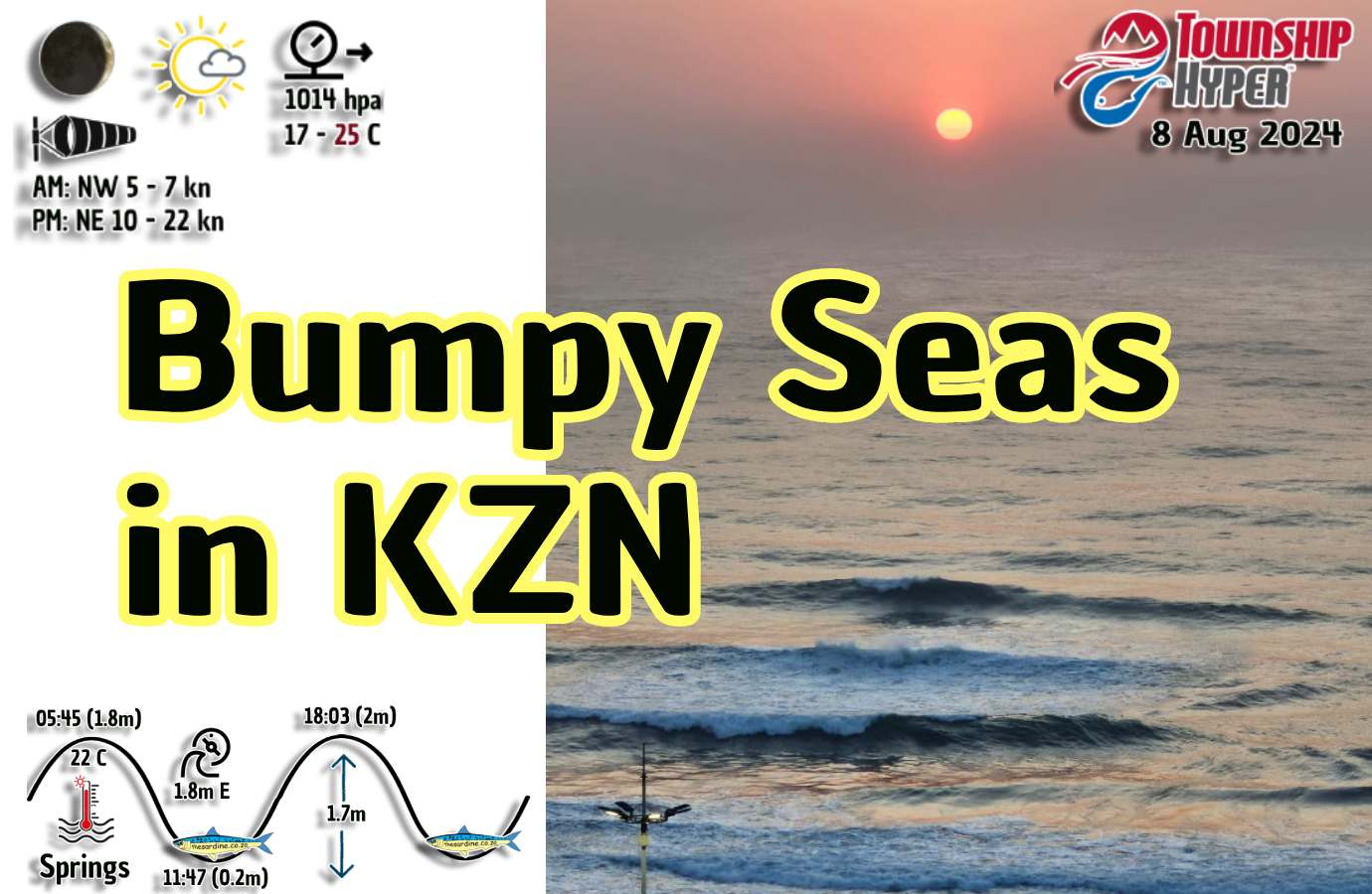 Durban KZN Bumpy Seas and East Winds 8 Aug 24