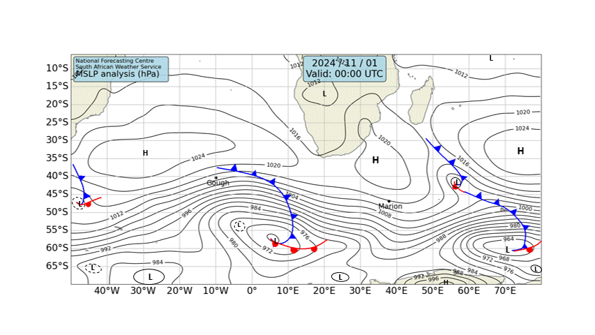 Synoptic chart predicts conditions for the weekend here in KZN to be just fine