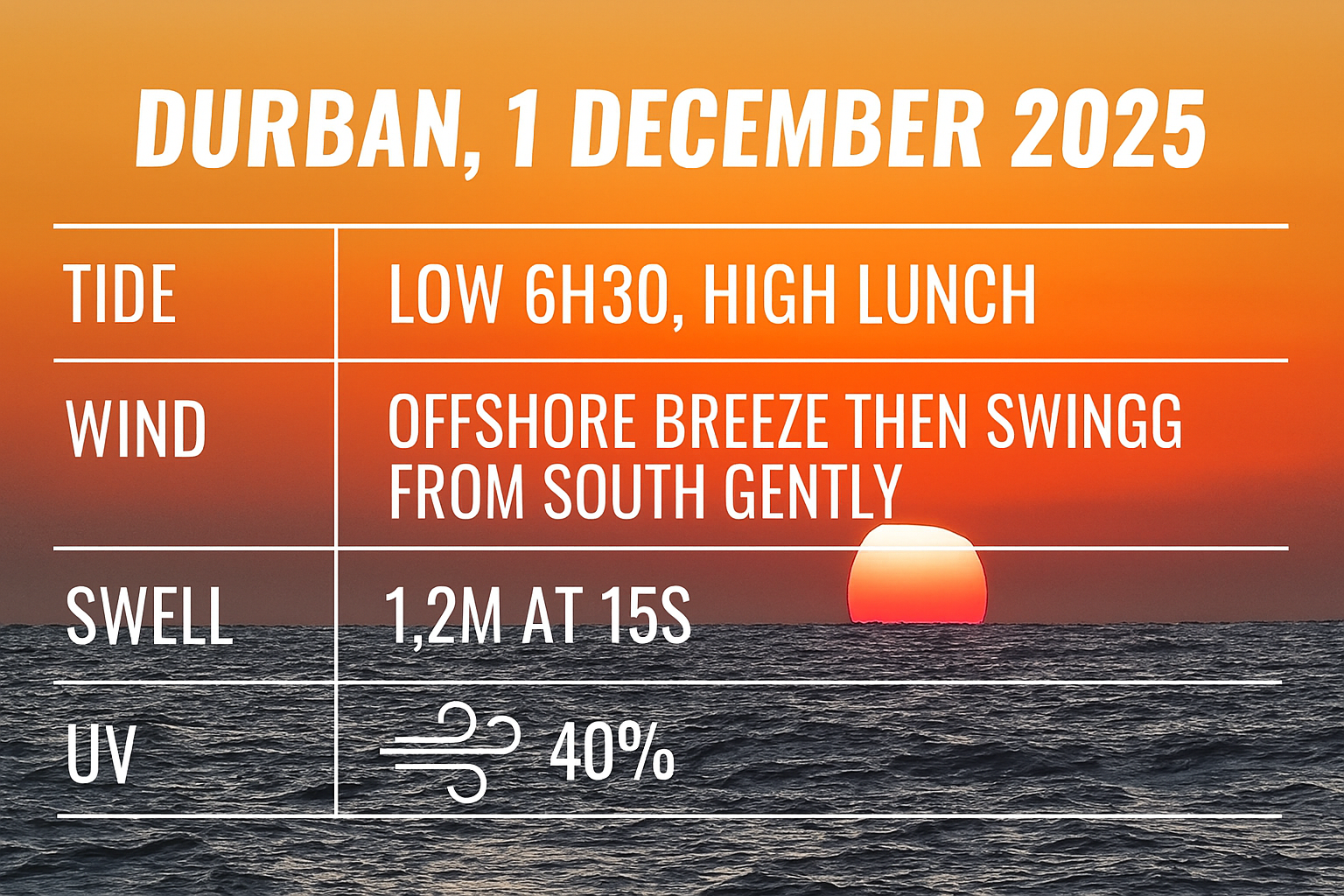 A perfect Durban Day for 1 December 2025 and the opening of the shad season!